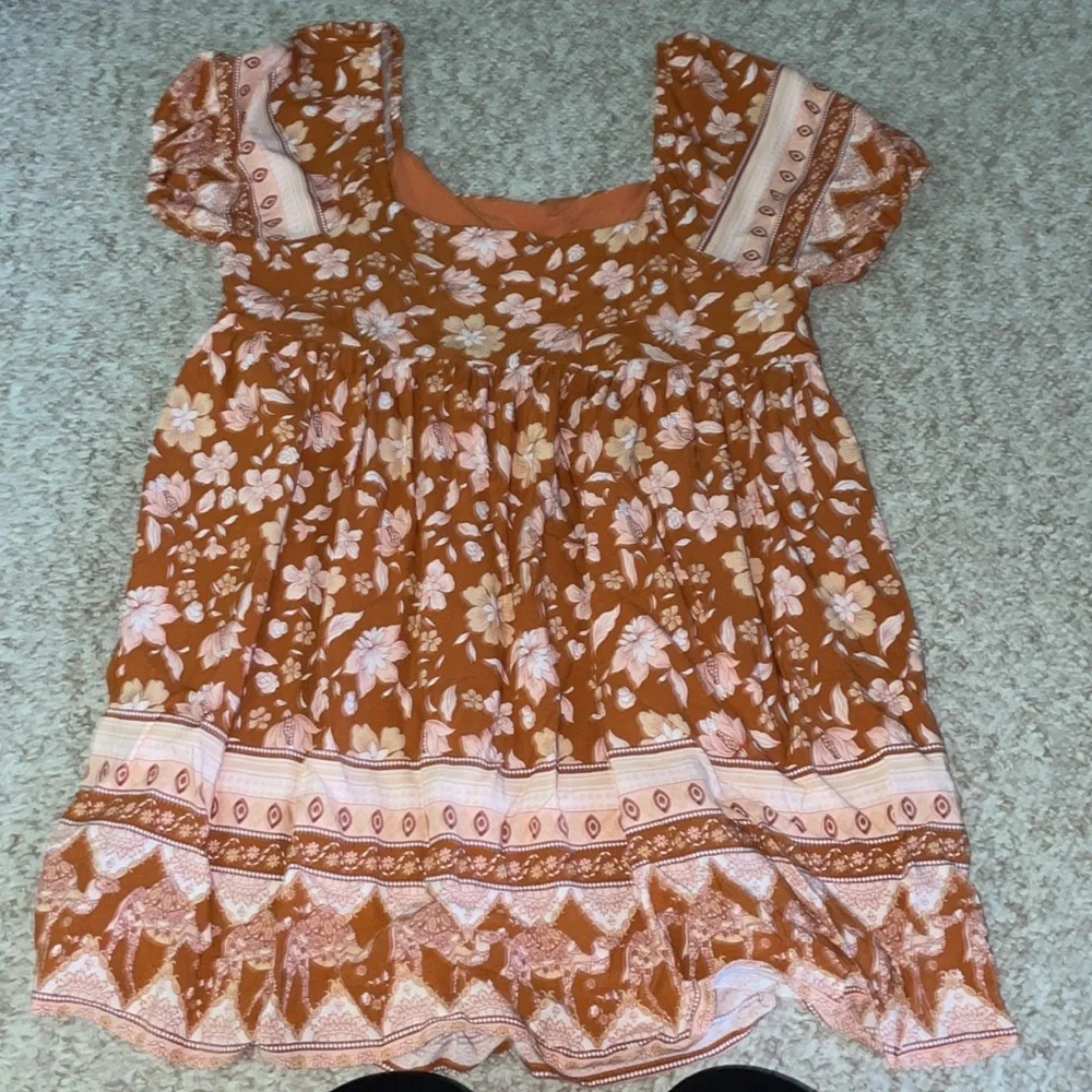 Pink Lily Orange Floral Mini Dress - Picture 6 of 7